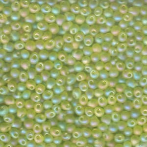 Miyuki Tropfen Perlen 2,8mm 0143FR transparent rainbow matt Lime Green 9gr.